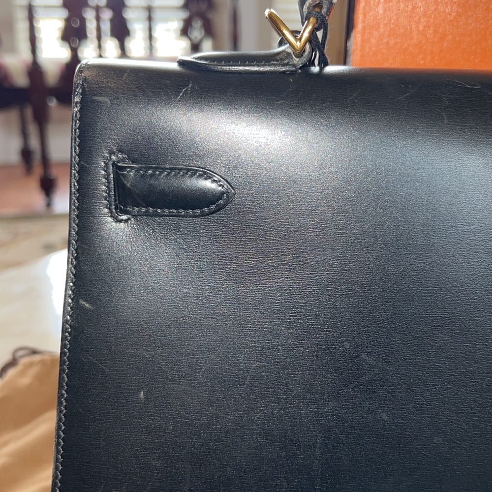 Hermes Kelly Sellier 35 in Black Box leather - Picture 9 of 16